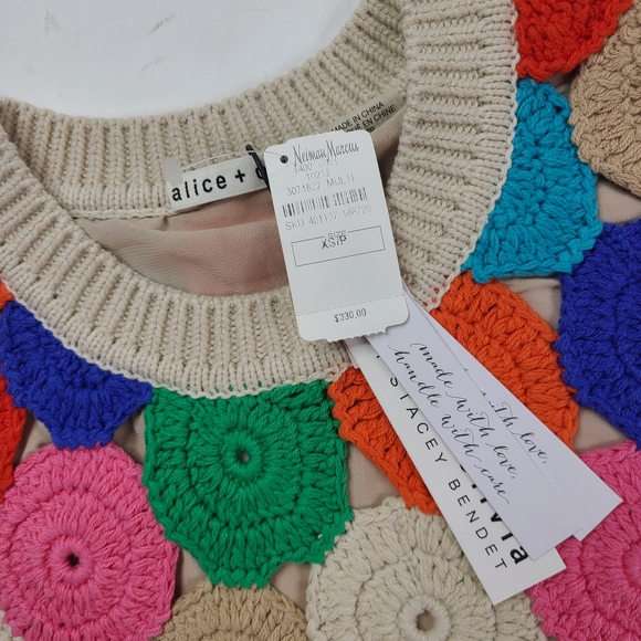 ALICE OLIVIA Multi Crochet Reva Medallion GRANNY SQUARES Top - Picture 3 of 5